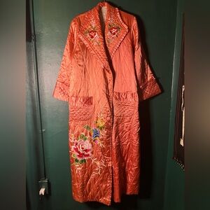 Peach embroidered house coat